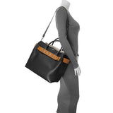 Burberry Black Calfskin Triple Stud Large Belt Tote Handbags Burberry