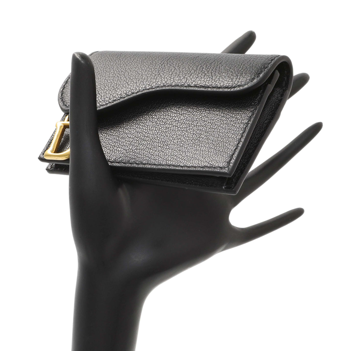 Christian Dior Black Grained Calfskin Saddle Card Holder Accessories Christian Dior