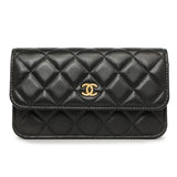 Chanel Black Quilted Lambskin Pearl Crush Clutch with Chain