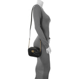 Gucci Black Calfskin Matelasse Mini GG Marmont Chain Shoulder Bag Handbags Gucci