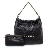 Chanel Black Quilted Shiny Calfskin Large Chanel 22 Handbags Chanel