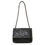 Saint Laurent Crinkled Calfskin Matelasse Monogram Baby Niki Chain Satchel Handbags Saint Laurent