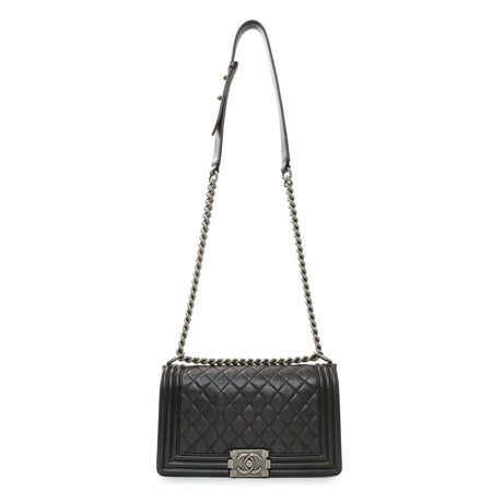 Chanel Black Quilted Calfskin Medium Boy Flap Handbags Chanel