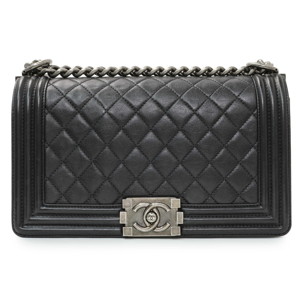 Chanel Black Quilted Calfskin Medium Boy Flap Handbags Chanel