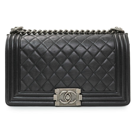 Chanel Black Quilted Calfskin Medium Boy Flap Handbags Chanel