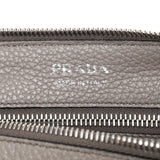 Prada Grey Vitello Daino Soft Zippered Shoulder Bag