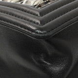 Chanel Black Calfskin Woven PVC Medium Boy Flap