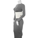 Chanel White Quilted Caviar Flap Clutch Handbags Chanel