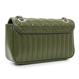 Gucci Green Calfskin Matelasse Aria Small GG Marmont Shoulder Bag Handbags Gucci