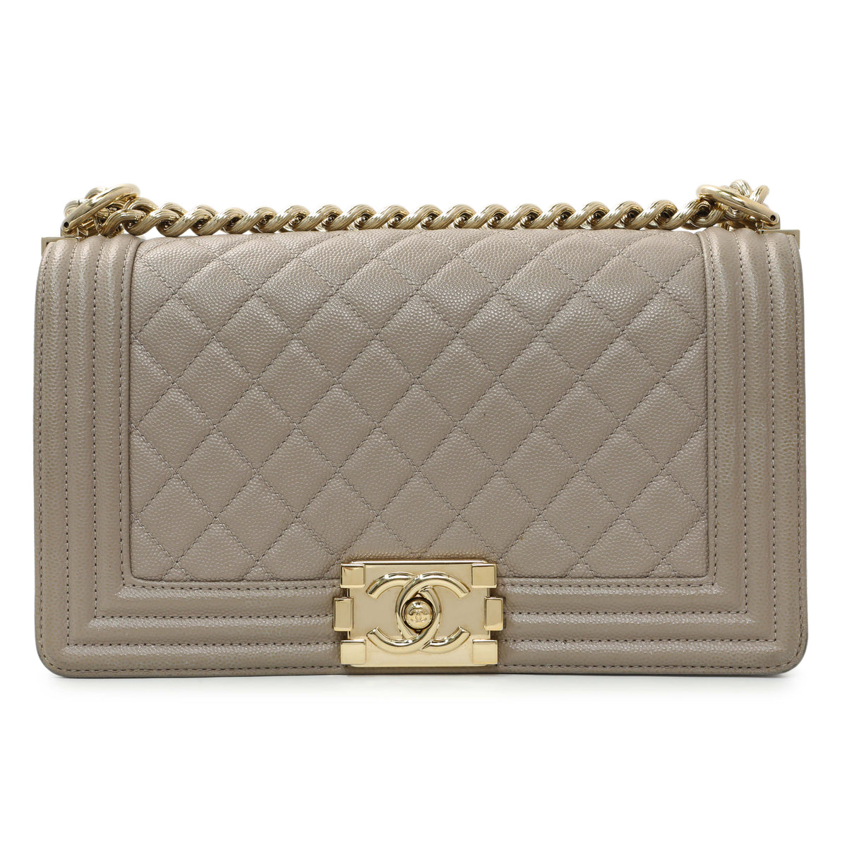 Chanel Grey Caviar Medium Boy Flap