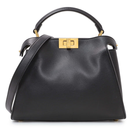 -6 items Fri July 24 ⬆️- Fendi Black Vitello Medium Peekaboo Iconic Essentially Satchel Handbags Fendi