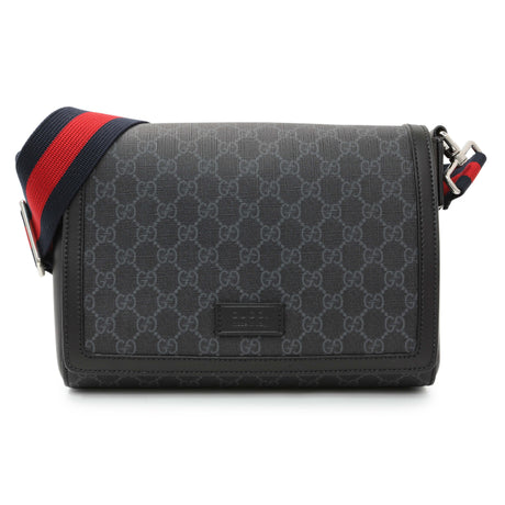 Gucci GG Supreme Monogram Appia Calfskin Web Flap Messenger Handbags Gucci