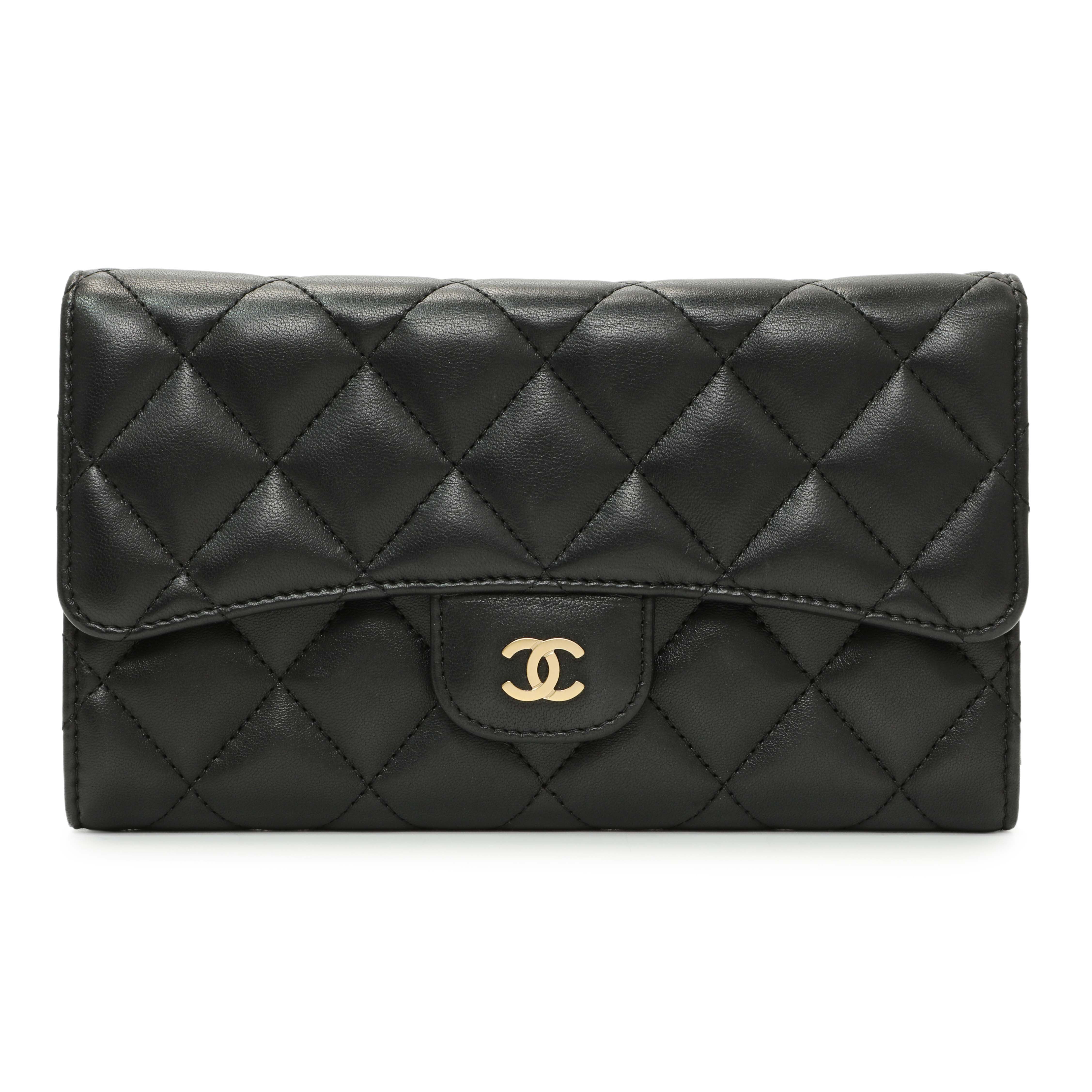 Chanel Black Quilted Lambskin Large Flap Wallet – Modaselle
