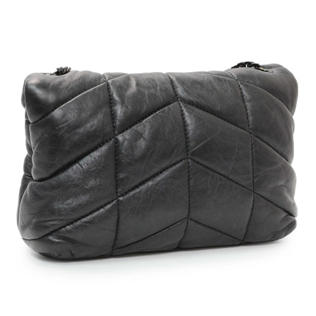Saint Laurent Black Lambskin Quilted Toy Loulou Puffer Monogram Chain Satchel Handbags Saint Laurent