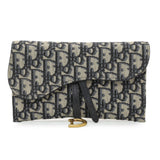 Christian Dior Blue Oblique Jacquard Small Sddle Pouch with Chain