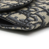 Christian Dior Blue Oblique Jacquard Small Sddle Pouch with Chain