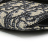 Christian Dior Blue Oblique Jacquard Small Sddle Pouch with Chain