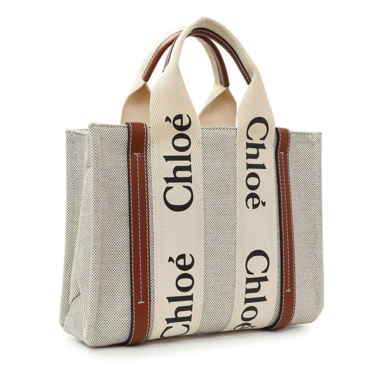 Chloe Linen Calfskin Small Woody Ribbon Tote