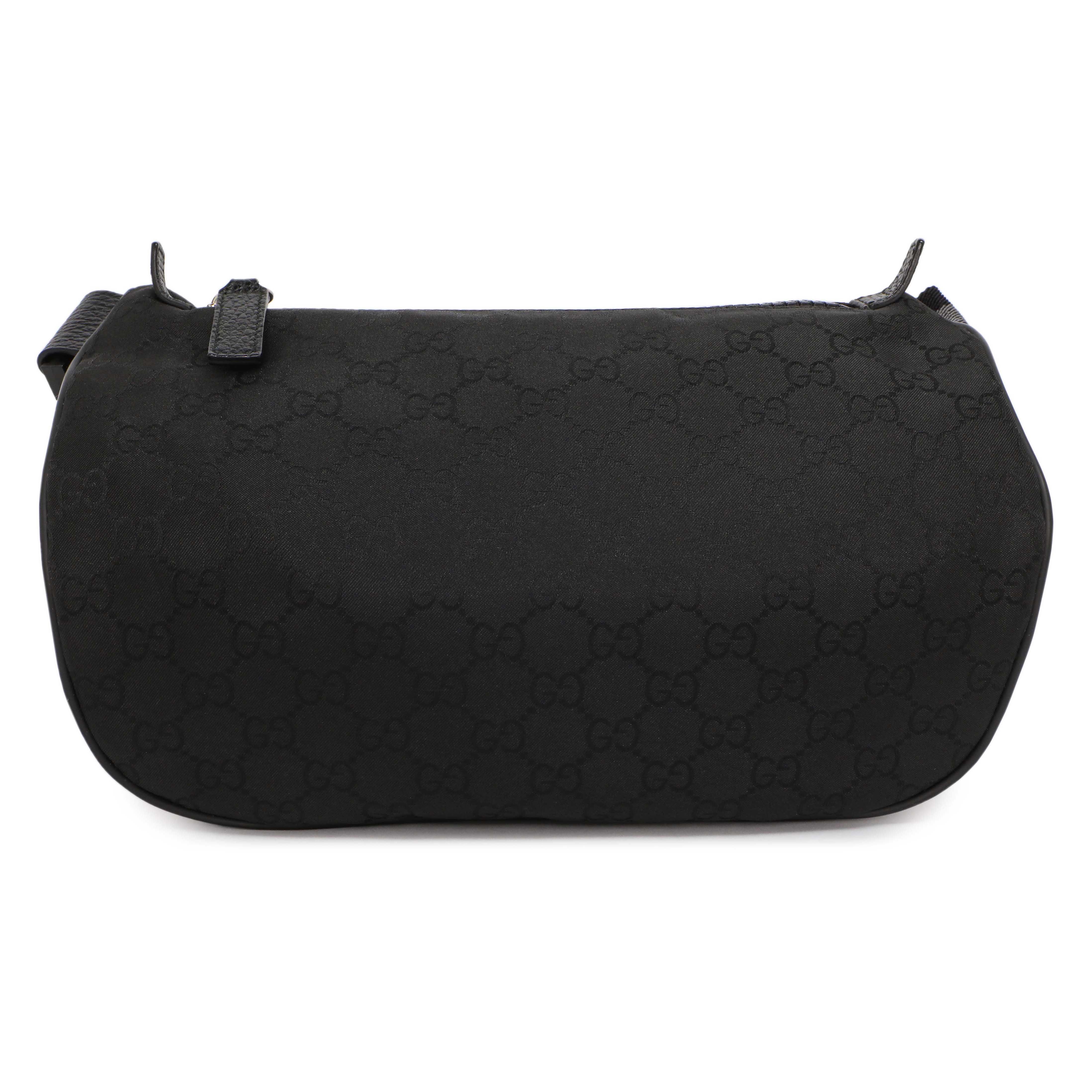 Gucci Black Nylon Monogram Fanny Pack Belt Bag Modaselle