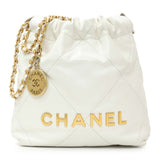 Chanel White Shiny Calfskin Quilted Mini Chanel 22