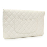 Chanel White Quilted Caviar Flap Clutch Handbags Chanel