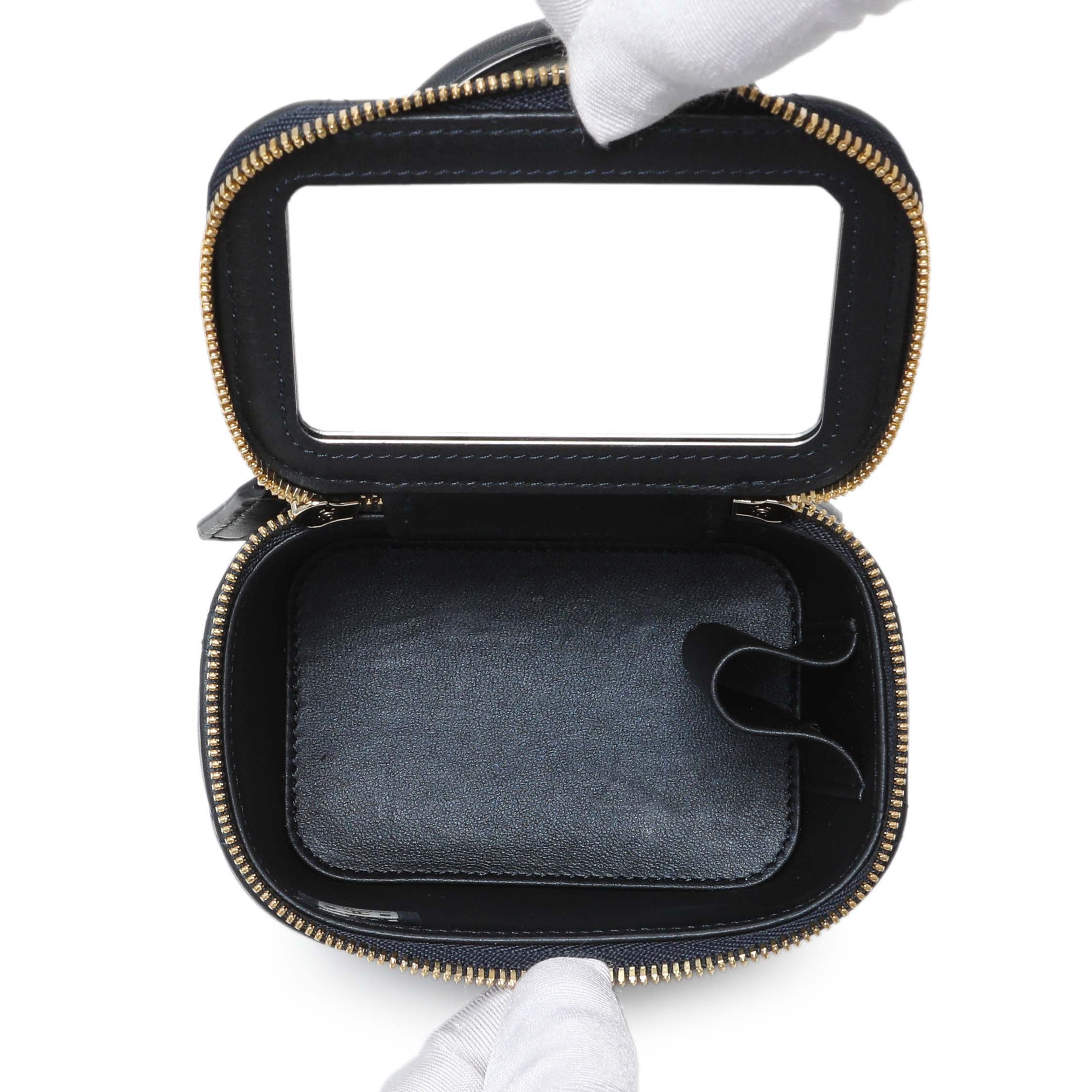 Chanel Navy Lambskin Mini Vanity Case With Chain – Modaselle