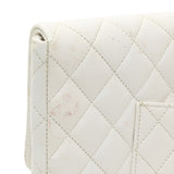 Chanel White Quilted Caviar Flap Clutch Handbags Chanel