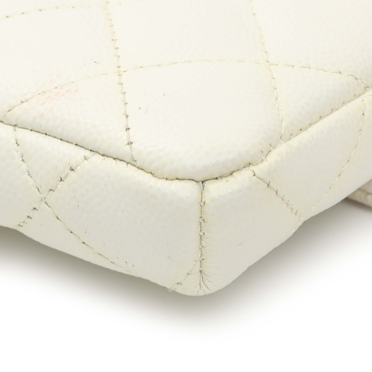 Chanel White Quilted Caviar Flap Clutch Handbags Chanel