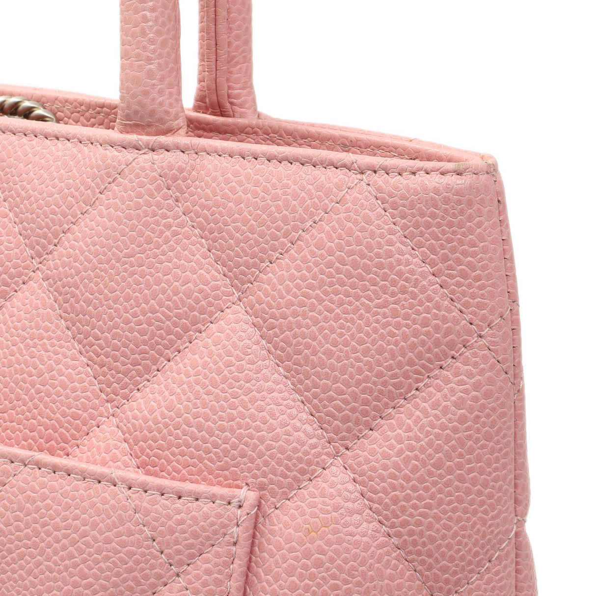 Chanel Pink Quilted Caviar Medallion Tote Handbags Chanel