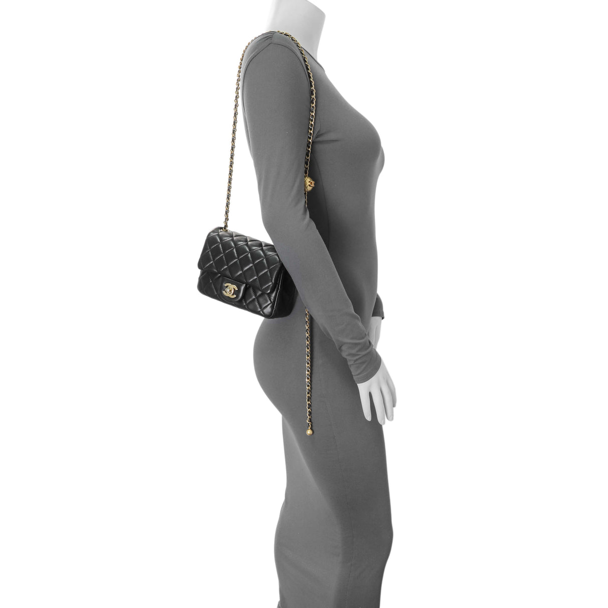 Chanel Black Lambskin Quilted Mini Pearl Crush Flap Handbags Chanel