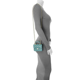 Chanel Teal Lambskin Top Handle Flap Coin Purse With Chain Handbags Chanel