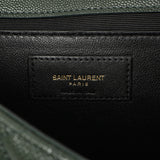 Saint Laurent Green Grain De Poudre Matelasse Chevron Medium Triquilt Monogram Satchel