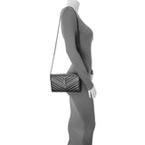 Saint Laurent Black Grain De Poudre Matelasse Chevron Monogram Chain Wallet Handbags Saint Laurent