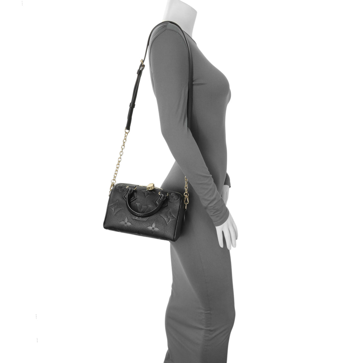 Louis Vuitton Black Empreinte Monogram Giant Speedy Bandouliere 20