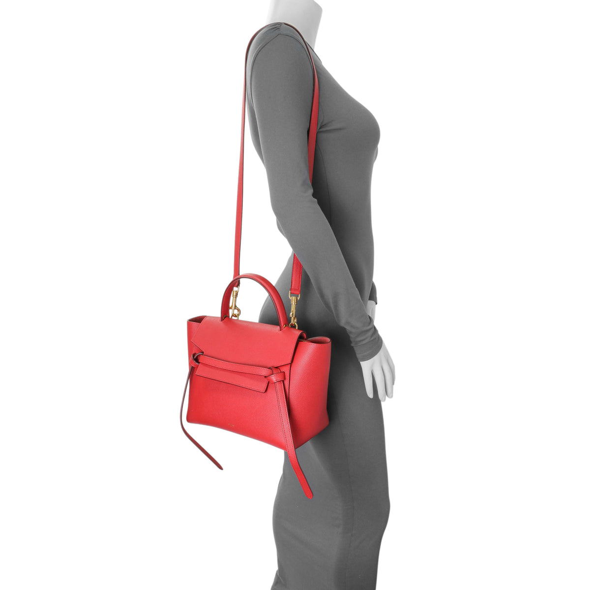 Celine Red Grained Calfskin Micro Belt Bag Handbags Celine