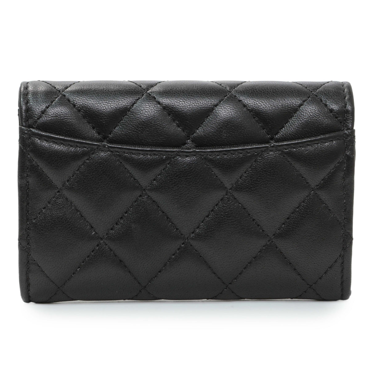 Chanel Black Lambskin Quilted Flap Card Holder Wallet
