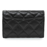 Chanel Black Lambskin Quilted Flap Card Holder Wallet