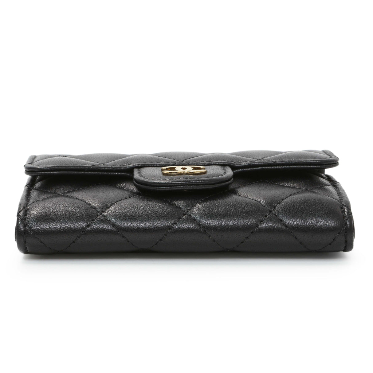 Chanel Black Lambskin Quilted Flap Card Holder Wallet