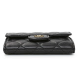 Chanel Black Lambskin Quilted Flap Card Holder Wallet