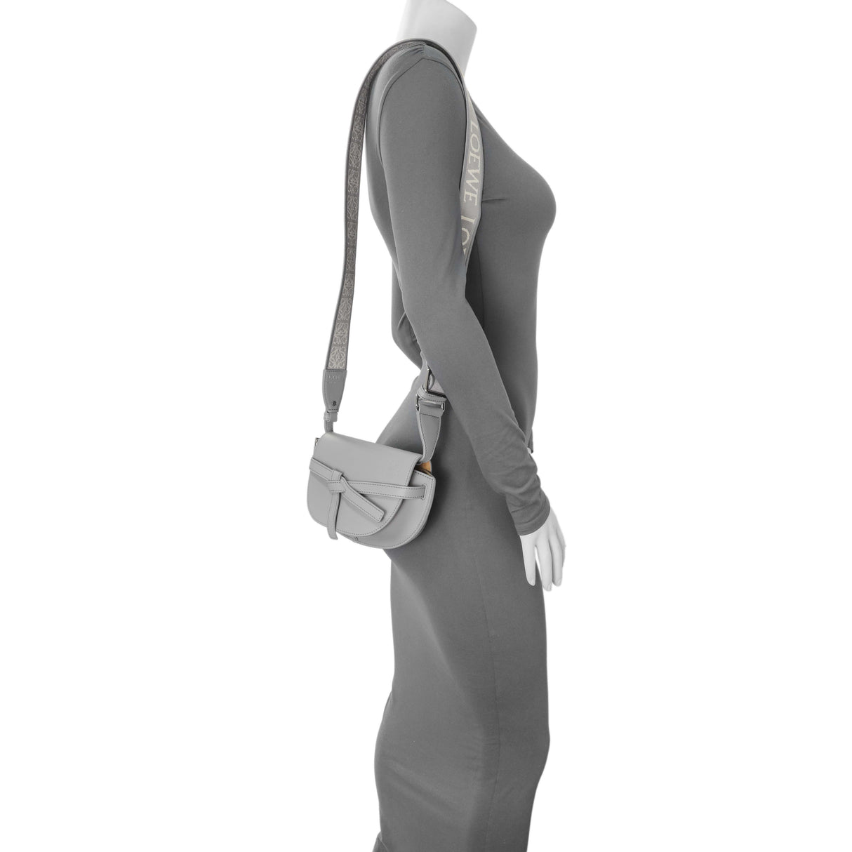 Loewe Grey Clafskin Jacquard Mini Gate Crossbody Handbags Loewe