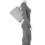 Christian Dior Grey Coated Canvas Cannage Small Panarea Tote Handbags Christian Dior