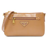 Prada Caramel Saffiano Vernice Zip Pouch