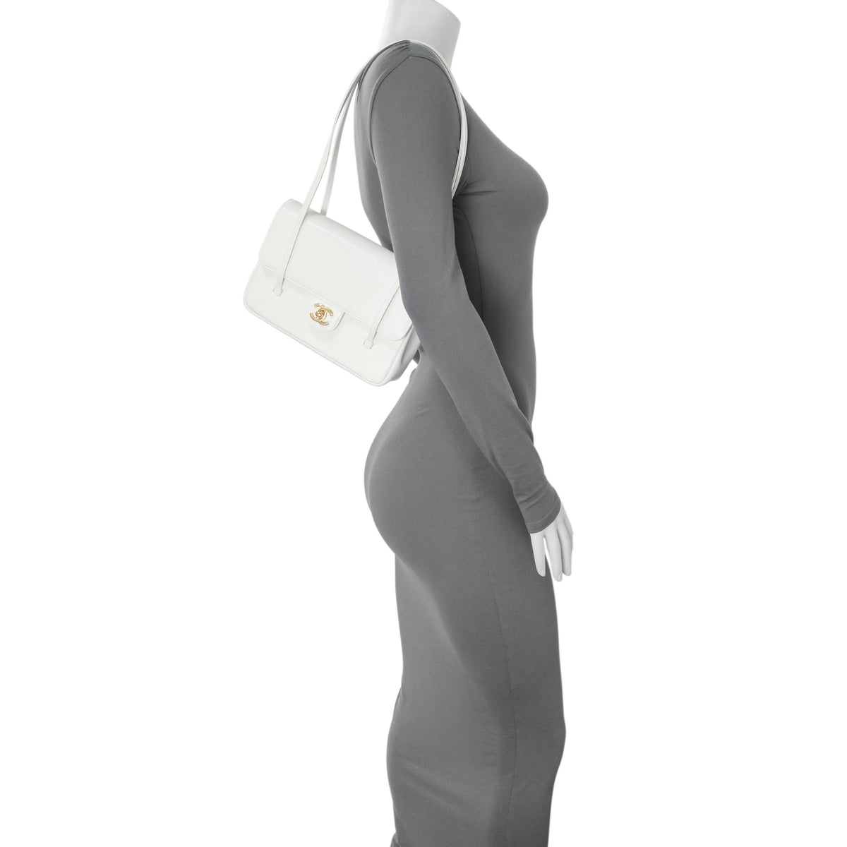 Chanel White Shiny Caviar Preppy Coco Small Flap Handbags Chanel