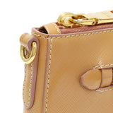 Prada Caramel Saffiano Vernice Zip Pouch