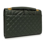 Saint Laurent Green Grain De Poudre Matelasse Chevron Medium Triquilt Monogram Satchel