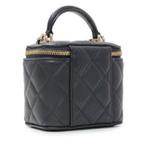 Chanel Navy Lambskin Mini Vanity Case With Chain