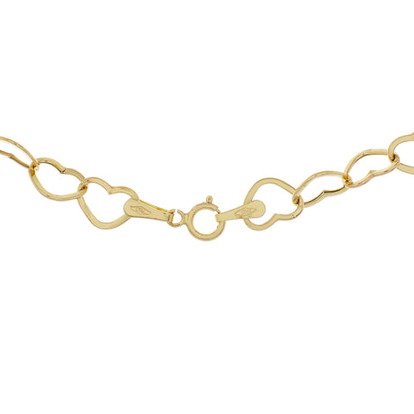 18K Yellow Gold Heart Link Chain Fine Jewellery Modaselle