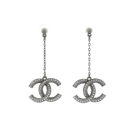 Chanel Crystal CC Drop Earrings Designer Jewellery Chanel