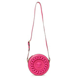 Versace Fuchsia Calfskin La Medusa Mini Round Disco Chain Crossbody Bag