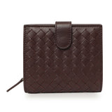 Bottega Veneta Burgundy Nappa Intrecciato Compact Snap Wallet